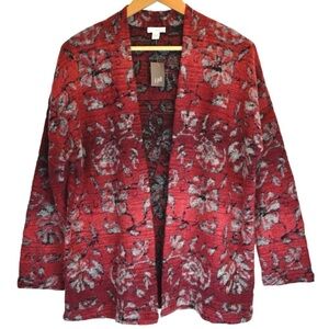 NWT J. Jill‎ Ruby Red Cotton & Wool Blend Soft Open Cardigan, Size Small Petite